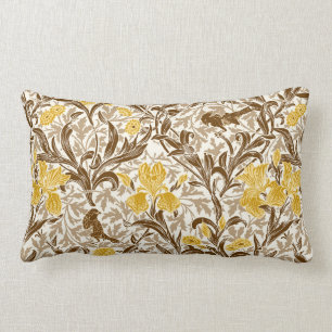 William Morris Irises, Mustard Gold, Brown & Beige Lendenkissen