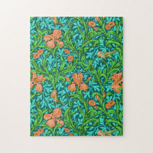 William Morris Irises, Orange und Türkis