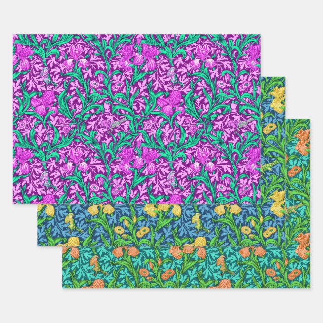 William Morris Irises, tiefe Farben Geschenkpapier Set (Set)