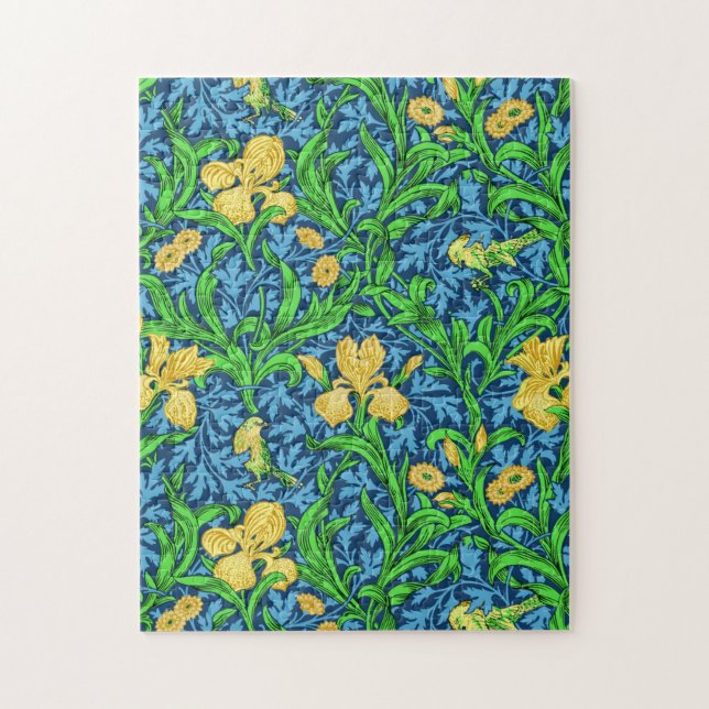William Morris Irises, Yellow und Cobalt Blue (Vertikal)