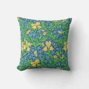 William Morris Irises, Yellow und Cobalt Blue Kissen