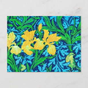 William Morris Irises, Yellow und Cobalt Blue Postkarte