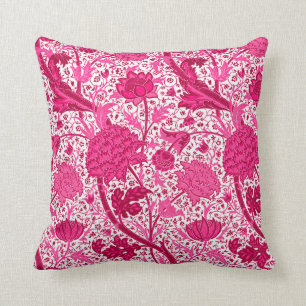 William Morris-Jacobean Blumen, Fuchsien-Rosa Kissen