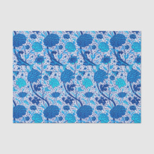 William Morris-Jacobean Blumen, Kobalt-Blau Seidenpapier