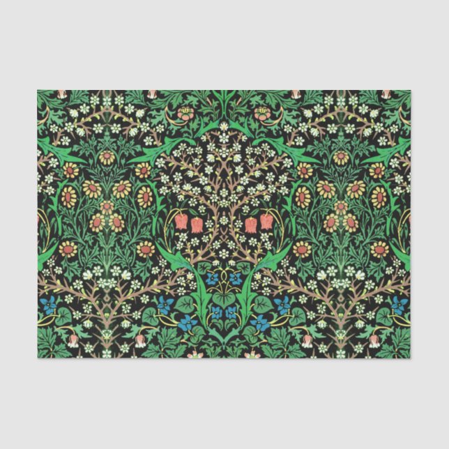 William Morris-Jacobean Blumen-, schwarzer Seidenpapier (Vorderseite)