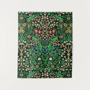 William Morris-Jacobean Blumen-, schwarzer Wandteppich