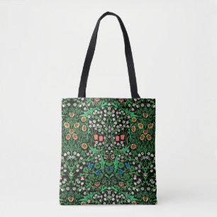 William Morris Jacobean Floral, Black Background Tasche