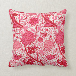 William Morris Jacobean Floral, Korallenrosa Kissen