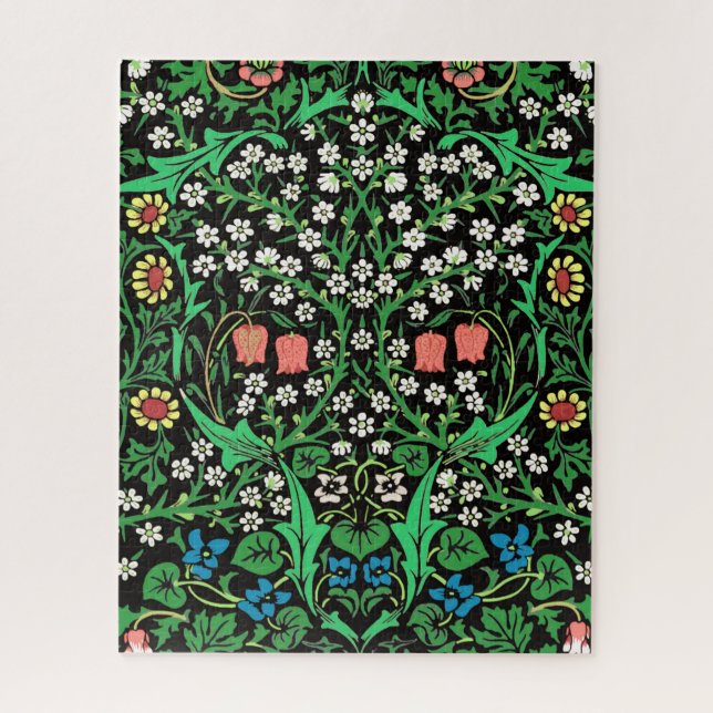 William Morris Jacobean Floral, schwarzer Hintergr (Vertikal)