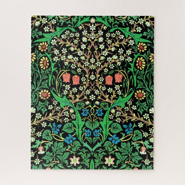 William Morris Jacobean Floral, schwarzer Hintergr (Vertikal)