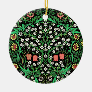 William Morris Jacobean Floral, schwarzer Hintergr Keramik Ornament