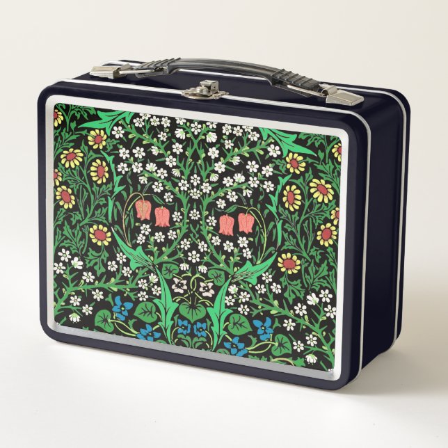 William Morris Jacobobobohne Floral, Blackthorne Metall Brotdose (Vorderseite)