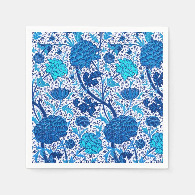 William Morris Jacobobobohne Floral, Cobalt Blue Serviette (Vorderseite)
