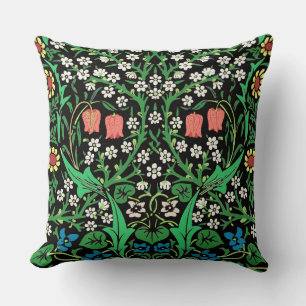 William Morris Jacobobobohne, floral, schwarzer Hi Kissen