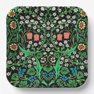 William Morris Jacobobobohne, floral, schwarzer Hi Pappteller
