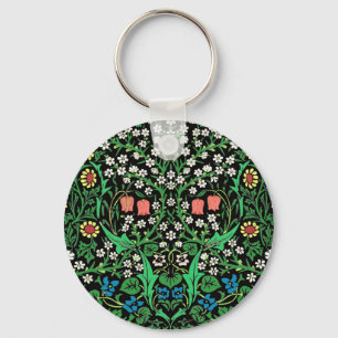 William Morris Jacobobobohne, floral, schwarzer Hi Schlüsselanhänger
