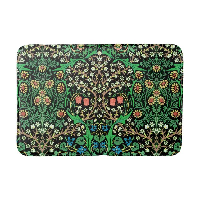 William Morris, Jacobobohne, Flora, schwarzer Hint Badematte (Vorderseite)