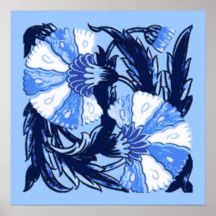William Morris Jacobohne, Marine und Light Blue Poster