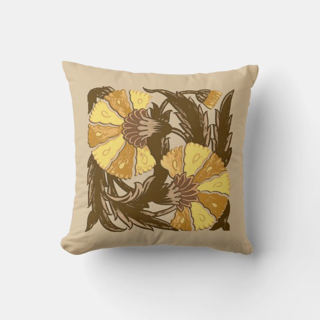 William Morris Jacobohne, Mustard Gold und Brown Kissen (Vorderseite)
