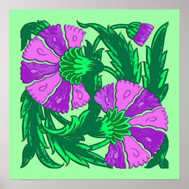 William Morris Jacobohne, Orchid Lila und grün Poster (Vorne)