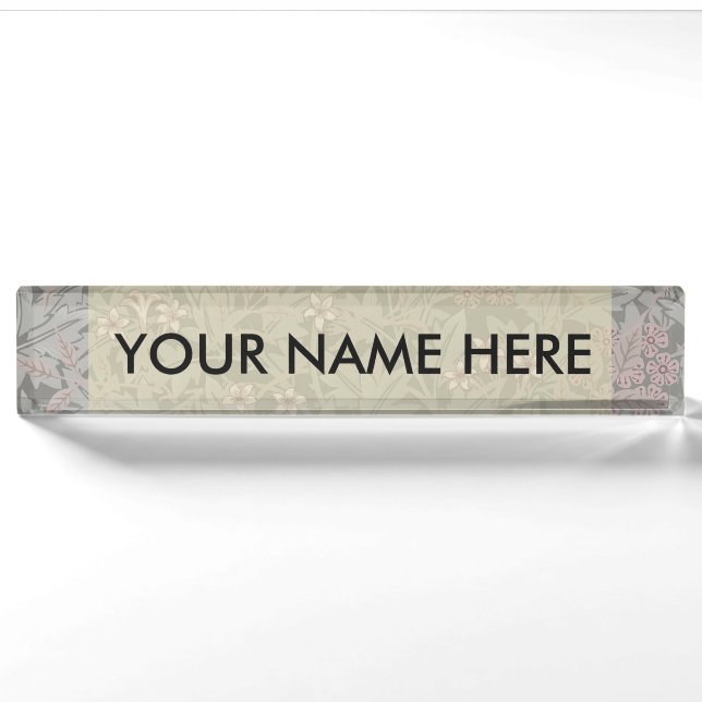 William Morris Jasmin-Blumenmuster Namensplakette (Vorderseite)