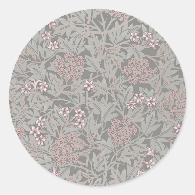 William Morris Jasmin-Blumenmuster Runder Aufkleber (Vorderseite)