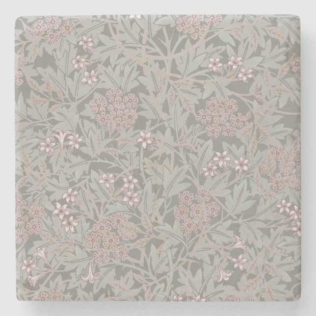 William Morris Jasmin-Blumenmuster Steinuntersetzer (Vorderseite)