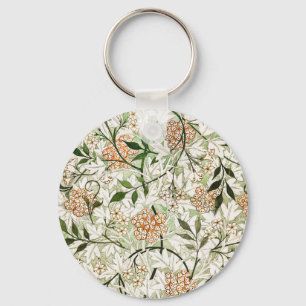William Morris Jasmin-Blüten-Gartendesign Schlüsselanhänger