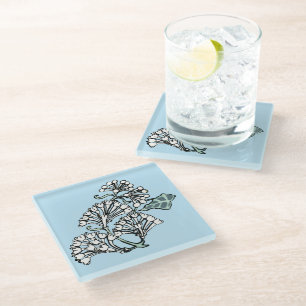 William Morris Jasmin- und Blättermuster Glasuntersetzer