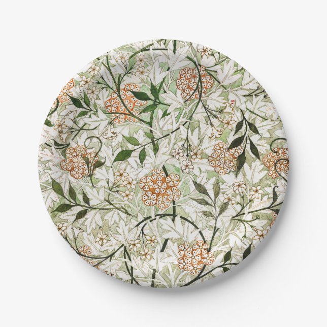 William Morris Jasmine Blossom Garden Design Pappteller (Vorderseite)