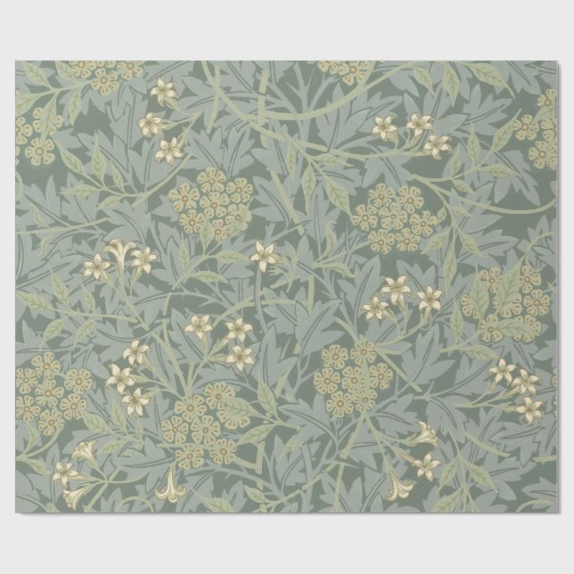 William Morris Jasmine Blue Green Botanic Art Geschenkpapier (Flach)