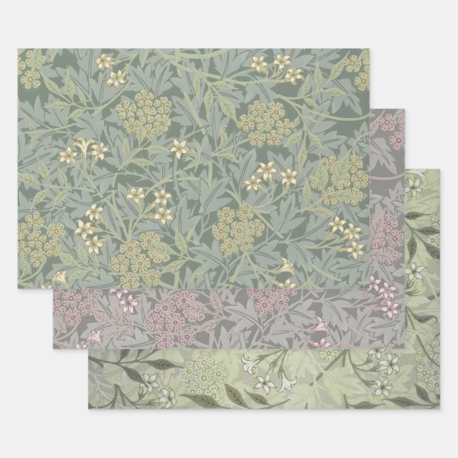William Morris Jasmine Blue Green Botanic Art Geschenkpapier Set (Set)