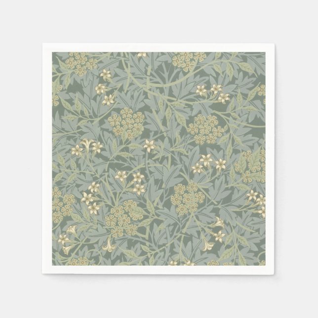 William Morris Jasmine Blue Green Botanic Art Serviette (Vorderseite)
