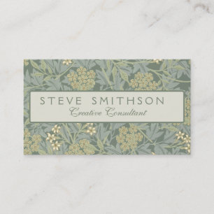 William Morris Jasmine Blue Green Botanic Art Visitenkarte