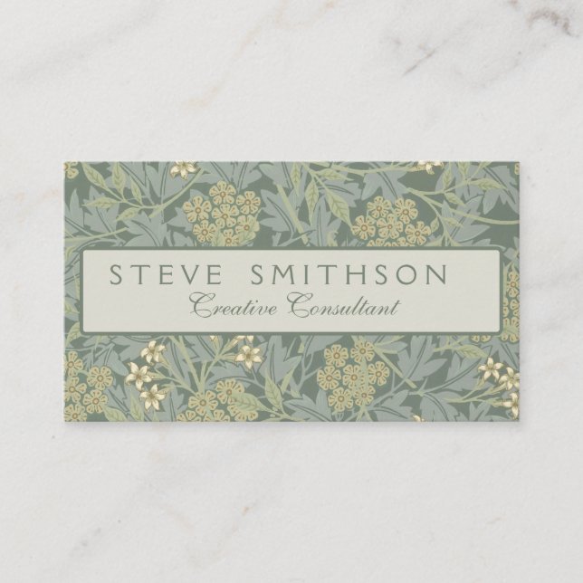 William Morris Jasmine Blue Green Botanic Art Visitenkarte (Vorderseite)