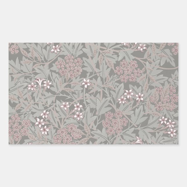 William Morris Jasmine Blume Pattern Rechteckiger Aufkleber (Vorderseite)
