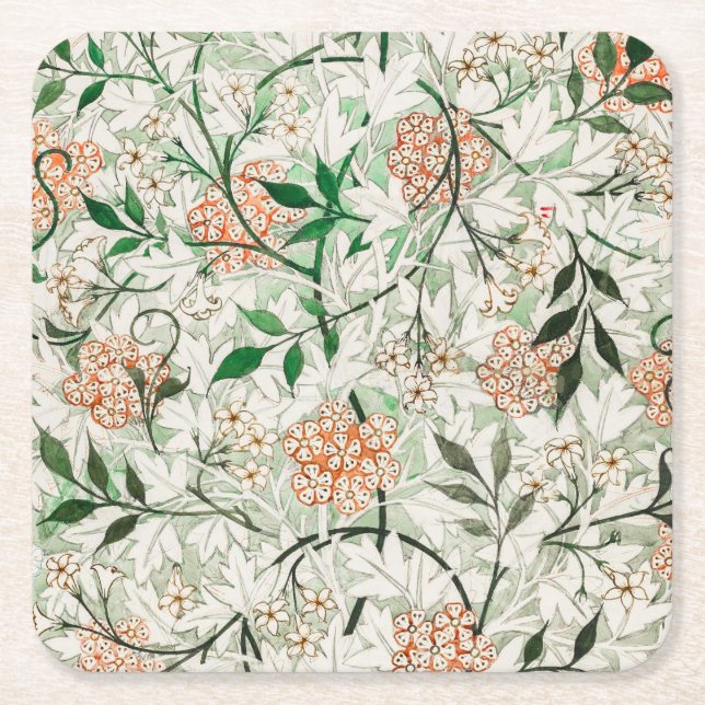 William Morris Jasmine Garden Blume Classic Rechteckiger Pappuntersetzer (Vorderseite)