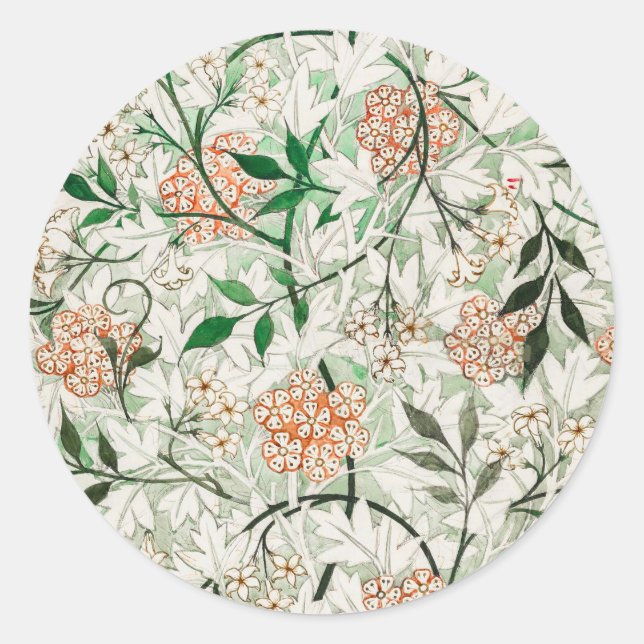 William Morris Jasmine Garden Blume Classic Runder Aufkleber (Vorderseite)