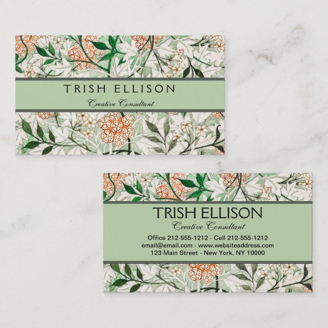 William Morris Jasmine Garden Blume Classic Visitenkarte (Vorne/Hinten)