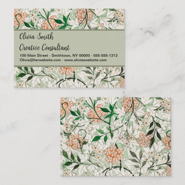 William Morris Jasmine Garden Blume Classic Visitenkarte (Vorne/Hinten)