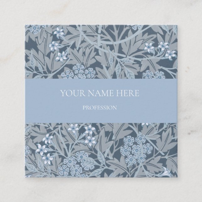 WILLIAM MORRIS JASMINE PATTERN BUSINESS CARD QUADRATISCHE VISITENKARTE (Vorderseite)