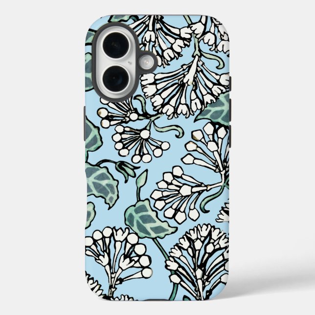 William Morris Jasmine und Blätter Pattern iPhone 16 Hülle (Rückseite)