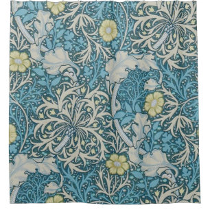William Morris, Jugendstil-Muster, Algen, Blau, f Duschvorhang