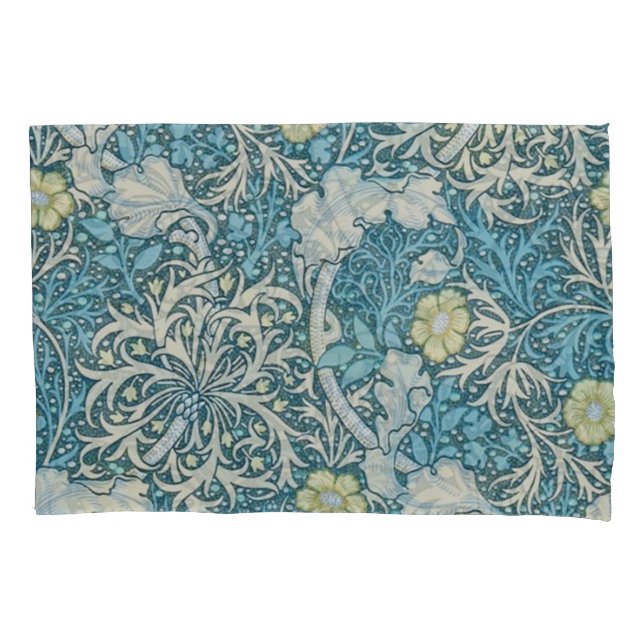 William Morris, Jugendstil-Muster, Algen, Blau,f Kissenbezug (Vorderseite)