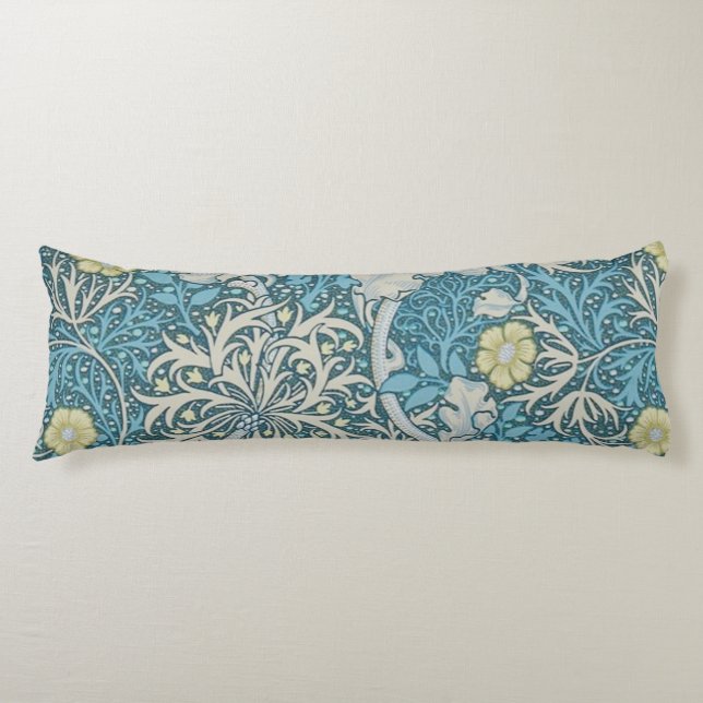 William Morris, Jugendstil-Muster, Algen, Blau,f Seitenschläferkissen (Vorderseite)