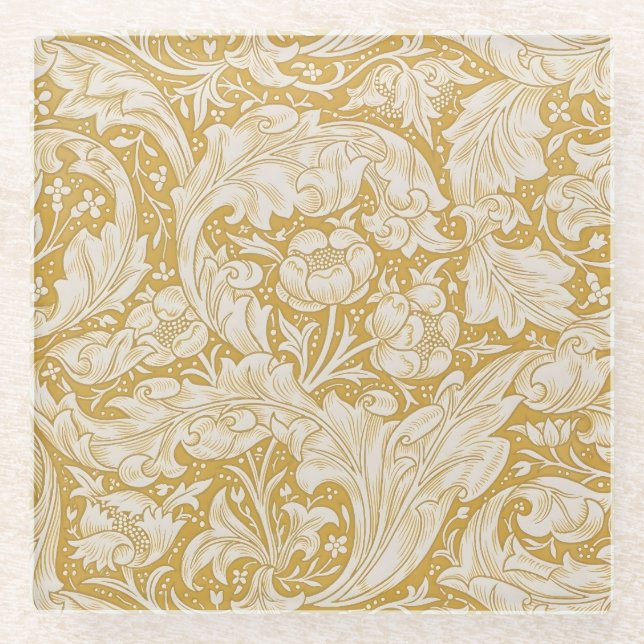 William Morris Junggesellenknopf-Blume Klassisch Glasuntersetzer (Vorderseite)