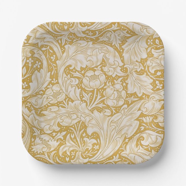 William Morris Junggesellenknopf-Blume Klassisch Pappteller (Vorderseite)