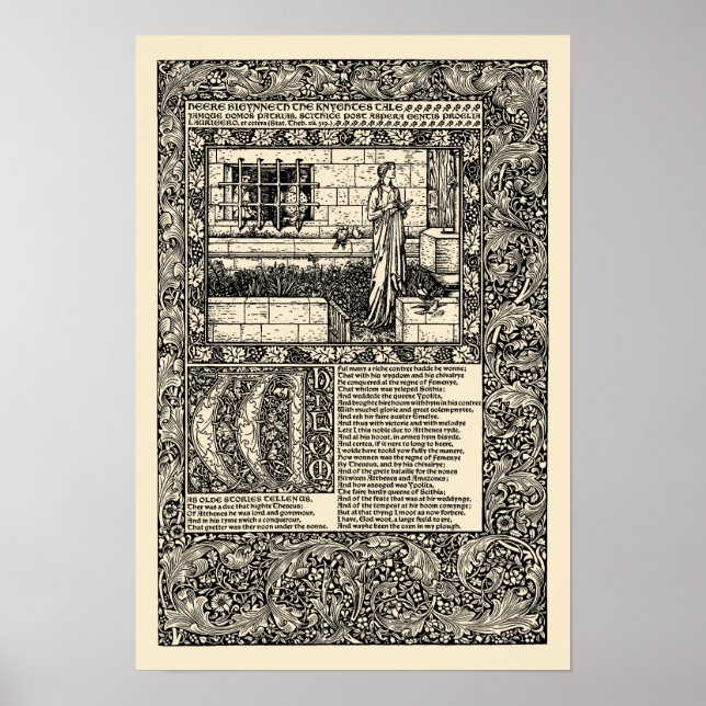 William Morris Kelmscott Press Chaucer Book Leaf Poster (Vorne)