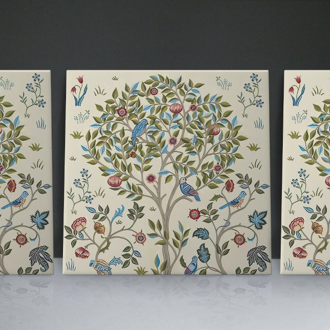 William Morris Kelmscott Tree Art Nouveau Birds Fliese (Von Creator hochgeladen)