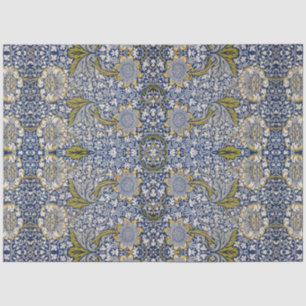 William Morris Kennet Blue White Floral Decoupage Seidenpapier
